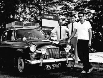  ( Singapore to England  1970 )  L-R : Jim Rousell, 'Malc' Bryan, 'Rod' Harris. 